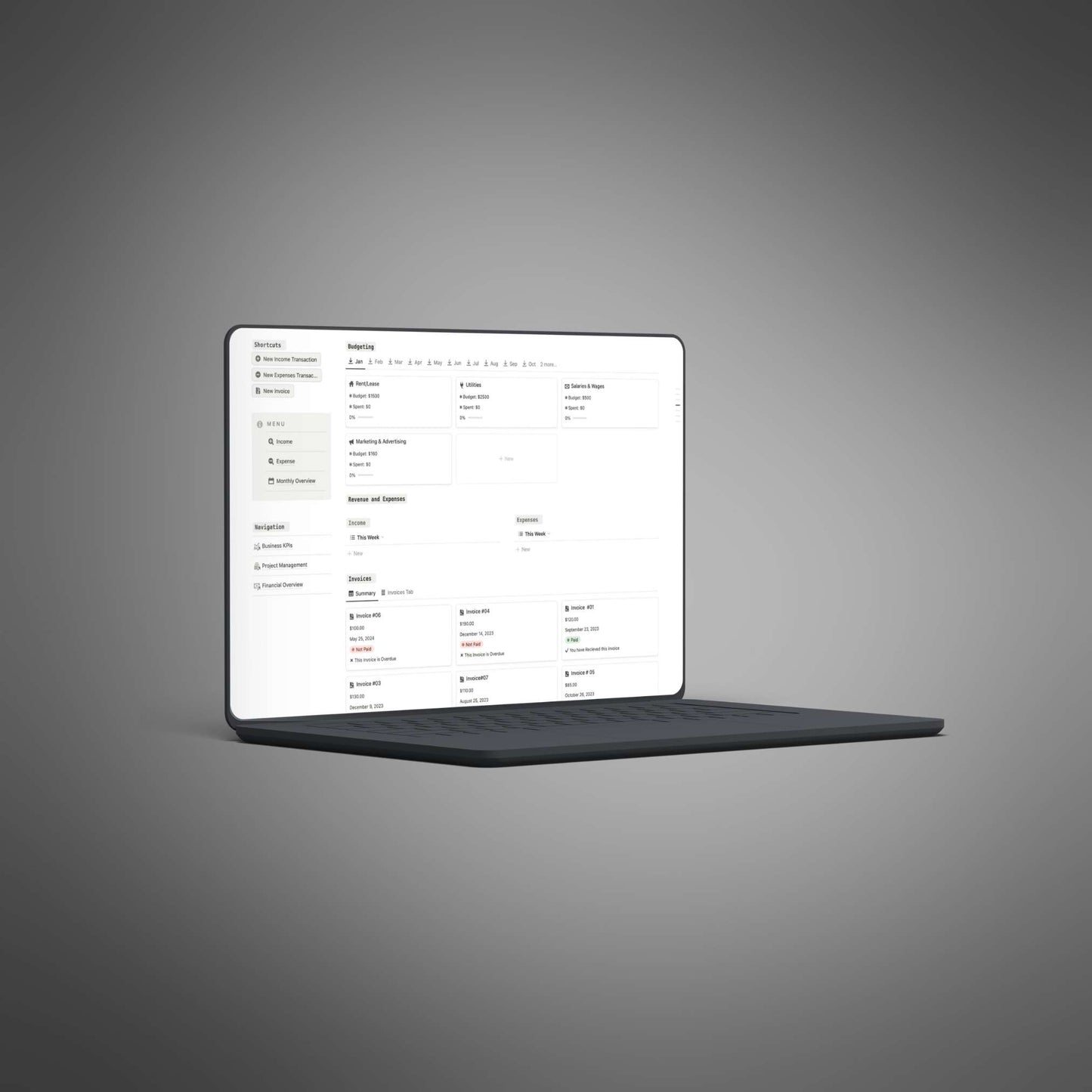 Business Finance Dashboard - Notion Template