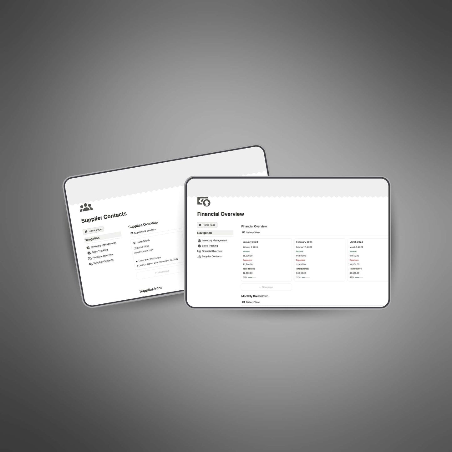 Inventory & Sales Dashboard - Notion Template